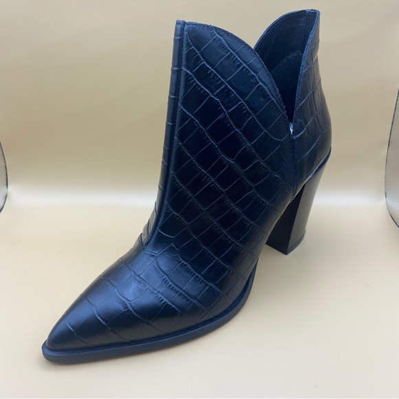 New! Aldo Amodia  Croc Ankle Booties- Block Heel Black- Size 8.5 - Picture 3 of 15